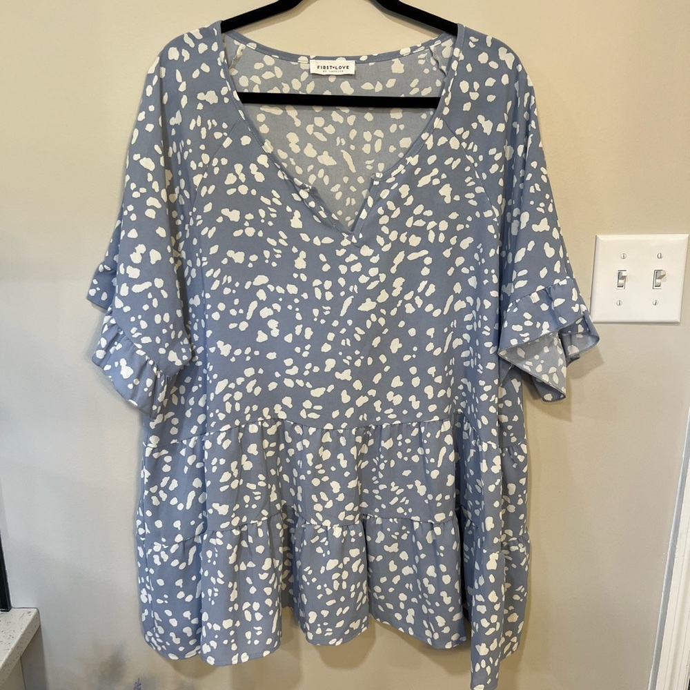 NEW w/o tags from CHIC SOUL - baby blue tiered top w/ ruffle sleeves